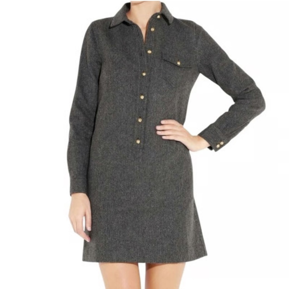 J.Crew Women’s Wool Mini Herringbone Shirt Dress size 4